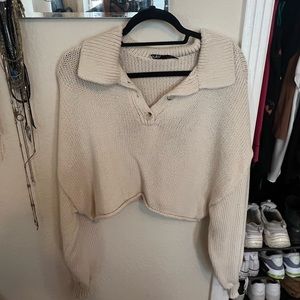 Cropped urban outfitters cream sweater